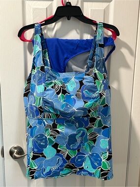 Lands' End Blue & Teal plus size Floral Tankini